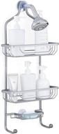 🛁 maxdoux aluminum hanging shower caddy with soap basket, 2 hooks – extra wide rustproof bathroom storage rack over shower head for shampoo, conditioner – gray logo