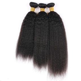 img 3 attached to 💇 Kinky Straight Hair 3 Bunches (16 18 20): Real Human Hair Extensions - Unprocessed Brazilian Virgin Hair - Natural Color