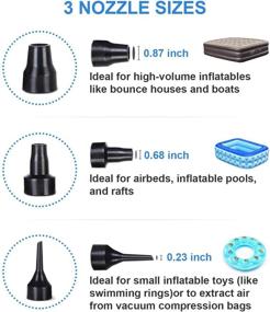 img 1 attached to Convenient Electric Air Pump for Inflatables: Car & Home Charger, Paddling Pools, Air Beds, Camping - 110-120V/12V/150W