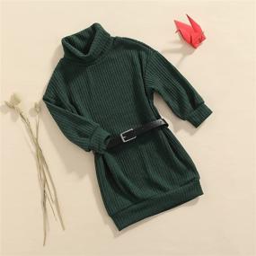 img 1 attached to 👗 Caramel High Neck Knitted Sweater with Long Sleeves for Girls' Clothing and Dresses