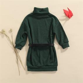 img 2 attached to 👗 Caramel High Neck Knitted Sweater with Long Sleeves for Girls' Clothing and Dresses