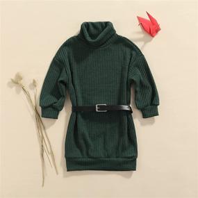 img 3 attached to 👗 Caramel High Neck Knitted Sweater with Long Sleeves for Girls' Clothing and Dresses