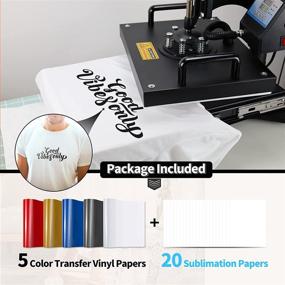 img 2 attached to 👕 Heat Press Machine for T-Shirts,12x15 T-Shirt Pressing Machine Digital Heat Transfer Sublimation Machines (Includes 20 Sublimation Papers & 5 Color Transfer Vinyl Papers)