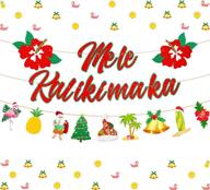 🌺 баннер mele kalikimaka: сверкающие красные цветы гибискуса для гавайских рождественских украшений - 2 штуки. логотип