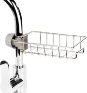 🧽 sponge holder with stainless steel faucet storage rack - adhesive sink caddy organizer for brush, towel. shower soap dish for bathroom and kitchen hanging storage accessories логотип