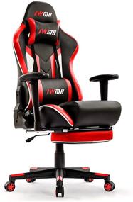 img 4 attached to 🎮 IWMH Gaming Chair: High-Back Racing Swivel Chair with Footrest, Headrest, and Lumbar Support - Red