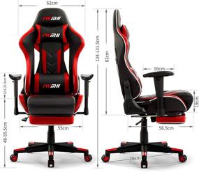 img 3 attached to 🎮 IWMH Gaming Chair: High-Back Racing Swivel Chair with Footrest, Headrest, and Lumbar Support - Red