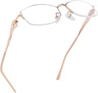 👓 wanwan half frame blue light blocking reading glasses: lightweight alloy semi-rimless readers for women logo