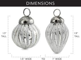 img 2 attached to AuldHome Small Glass Finial Ornaments (Set of 12, Silver White); Distressed Metal Antique Style Retro Christmas Decorations; Suitable for Small to Medium Christmas Trees