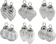 auldhome small glass finial ornaments (set of 12, silver white); distressed metal antique style retro christmas decorations; suitable for small to medium christmas trees логотип