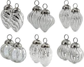 img 4 attached to AuldHome Small Glass Finial Ornaments (Set of 12, Silver White); Distressed Metal Antique Style Retro Christmas Decorations; Suitable for Small to Medium Christmas Trees