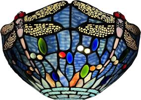 img 3 attached to 🐉 Enhance Your Space with Capulina Tiffany Dragonfly Wall Sconces – Vintage Stained Glass Wall Light for Hallway, Stairway, and Bedroom