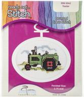 🚜 janlynn cross stitch kit - 18 count oval mini, tractor design, 2-3/4-inch logo