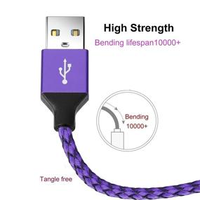 img 2 attached to 🔌 Фиолетовый кабель зарядки Micro USB - Sagmoc, кабель для зарядки Android из нейлона, 5 шт. 2FT 3FT 6FT 6FT 10FT для Samsung Galaxy S7 S6 Edge, Kindle, Note 5, Android-смартфона, MP3-проигрывателя, планшета и других устройств.