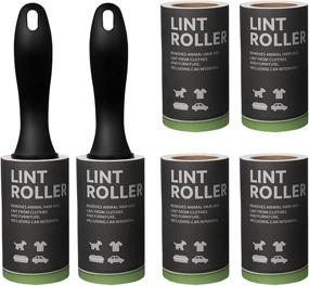 img 4 attached to POMNI Extra Sticky Lint Roller Value Pack for Pet Hair Removal - Cat and Dog Hair Remover for Couch, Clothes, Furniture, and Carpet - Includes 6 Rollers with 420 Sheets Total