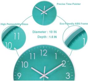 img 2 attached to 🕒 Modern Simple Non-Ticking Wall Clock – Silent Sweep, 10 Inch Teal – Perfect for Office, Bathroom & Living Room Decor