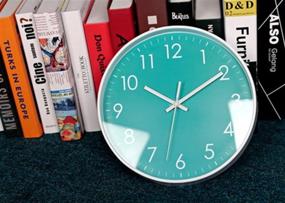 img 3 attached to 🕒 Modern Simple Non-Ticking Wall Clock – Silent Sweep, 10 Inch Teal – Perfect for Office, Bathroom & Living Room Decor