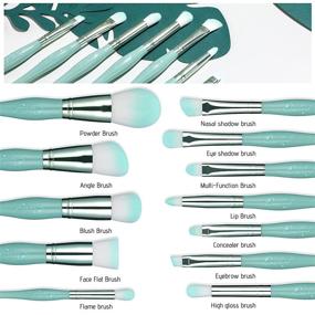 img 3 attached to 🌿 Oneleaf Standing Makeup Brushes 12-Piece Set: Premium Synthetic Brushes for Foundation, Powder, Concealers, and Eye Shadows - Green