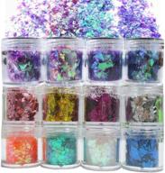 🎨 irregular resin epoxy art craft paint glitters - 12 colors iridescent chunky glitter flakes kit for festival cosmetic body glitter, nail sequins, sparkles accessories, and decorative stickers logo