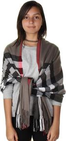 img 2 attached to GILBINS Winter Checked Cashmere Blanket Women's Accessories in Scarves & Wraps