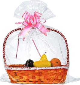img 4 attached to UltraOutlet 25 Packs Large Cellophane Wrap: Clear Gift Basket Bags with 25ct Ribbon Bows - Ideal for Fruit, Gifts, Treats, Arts & Crafts