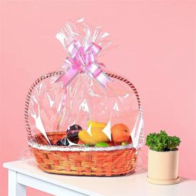img 2 attached to UltraOutlet 25 Packs Large Cellophane Wrap: Clear Gift Basket Bags with 25ct Ribbon Bows - Ideal for Fruit, Gifts, Treats, Arts & Crafts