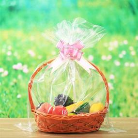 img 3 attached to UltraOutlet 25 Packs Large Cellophane Wrap: Clear Gift Basket Bags with 25ct Ribbon Bows - Ideal for Fruit, Gifts, Treats, Arts & Crafts