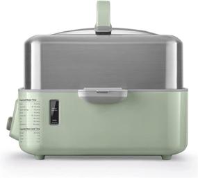 img 3 attached to 🥦 BUYDEEM G563 5-Quart Electric Food Steamer for Quick Steaming, One Touch Vegetable Steamer, Digital Multifunctional Steamer, Rapid Steam in 60s, Stainless Steel Steamer Tray &amp; Glass Lid, Cozy Greenish, 1500W