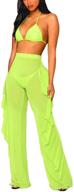 viottiset women's brazilian thong 3 piece swimsuit bikini set with halter top and cover up pants logo