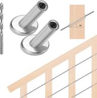 🔒 steel dn mate cable protector: 50 pack beveled sleeves, t316 stainless steel, 30 deg. angle, 1/8 cable railing hardware with drill bit - stair railing kit for wood post logo