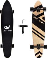 🛹 new olym 44 inch longboard skateboard: premium 8 layer canadian maple drop through longboards for youth beginners logo