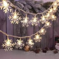 🎄 cheeclion 19.6 ft 40 led snowflake string lights - battery operated indoor christmas decorations - waterproof outdoor light for xmas garden, patio, bedroom, and party decor логотип