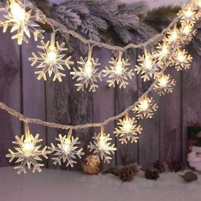 img 4 attached to 🎄 CHEECLION 19.6 ft 40 LED Snowflake String Lights - Battery Operated Indoor Christmas Decorations - Waterproof Outdoor Light for Xmas Garden, Patio, Bedroom, and Party Decor