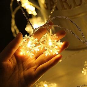 img 2 attached to 🎄 CHEECLION 19.6 ft 40 LED Snowflake String Lights - Battery Operated Indoor Christmas Decorations - Waterproof Outdoor Light for Xmas Garden, Patio, Bedroom, and Party Decor