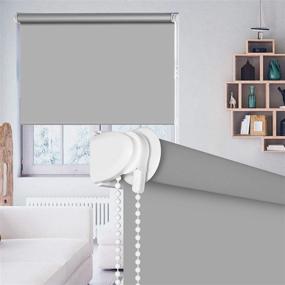 img 4 attached to 🪟 SEEYE 100% Blackout Waterproof Fabric Window Roller Shades, Thermal Insulated, UV Protection for Bedrooms, Living Room, Bathroom, Office: Easy Installation, 31"W x 79"H, Grey