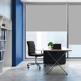 img 3 attached to 🪟 SEEYE 100% Blackout Waterproof Fabric Window Roller Shades, Thermal Insulated, UV Protection for Bedrooms, Living Room, Bathroom, Office: Easy Installation, 31"W x 79"H, Grey