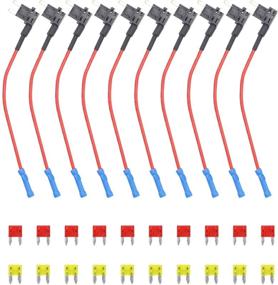 img 4 attached to 🚗 Растяжка Recoil 10 штук, адаптер на 12В на автомобильный предохранитель с добавлением цепи и держатель для мини предохранителей ATS с лезвиевым типом с 10 шт 10А и 20А предохранителями (FT2-10) - идеальное решение для автомобильных электрических потребностей.