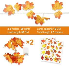 img 2 attached to GPODER 2 Pack Fall Maple Leaf String Light: Remote Control Timer, Thanksgiving Decorations Set, 20 LED 8.2 FT Fall Garland Light for Holiday, Gift Party Autumn Decor (Amber Yellow)