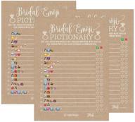 25 rustic emoji pictionary bridal shower games ideas - fun wedding shower, bachelorette & engagement party kit for couples - cute and funny set for bride-to-be and coed adult game cards bundle logo