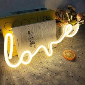 img 4 attached to 💖 Protecu Love Neon Sign LED Lights - USB Battery Powered, Perfect for Bedroom Wall Decor, Birthday Party & More