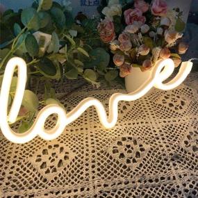 img 1 attached to 💖 Protecu Love Neon Sign LED Lights - USB Battery Powered, Perfect for Bedroom Wall Decor, Birthday Party & More