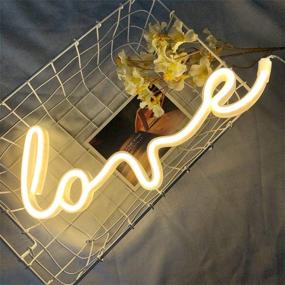 img 3 attached to 💖 Protecu Love Neon Sign LED Lights - USB Battery Powered, Perfect for Bedroom Wall Decor, Birthday Party & More