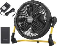 🌀 geek aire fan: rechargeable battery operated floor fan with metal blade - portable & powerful, ideal for indoor & outdoor use, emergencies - 12'' size logo