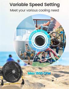 img 1 attached to 🌀 Geek Aire Fan: Rechargeable Battery Operated Floor Fan with Metal Blade - Portable & Powerful, Ideal for Indoor & Outdoor Use, Emergencies - 12'' Size