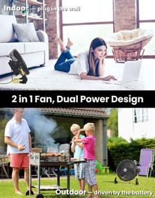 img 3 attached to 🌀 Geek Aire Fan: Rechargeable Battery Operated Floor Fan with Metal Blade - Portable & Powerful, Ideal for Indoor & Outdoor Use, Emergencies - 12'' Size