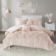 id10-1342 adele ultra soft microfiber metallic print bed comforter set - full/queen size, blush/gold logo