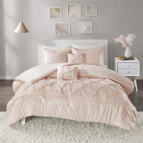 img 4 attached to ID10-1342 Adele Ultra Soft microfiber metallic print bed comforter set - Full/Queen size, Blush/Gold