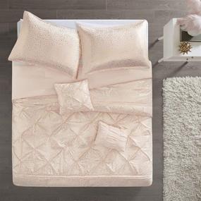 img 2 attached to ID10-1342 Adele Ultra Soft microfiber metallic print bed comforter set - Full/Queen size, Blush/Gold