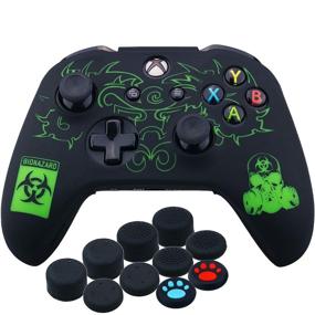 img 3 attached to YoRHa Laser Engraved Silicone Skin Cover Case for Xbox One S/Xbox One X Controller x 1(BH) with 10 Thumb Grips