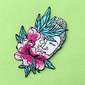 img 2 attached to 🌸 Buddha and Lotus Flower Applique Embroidered Patch for Iron or Sew On